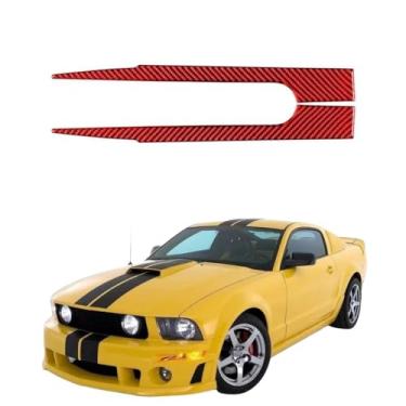 Imagem de IKUESM Compatível com Ford Mustang GT 2005-2009 S197 Acessórios Interior de fibra de carbono do carro à esquerda do rádio AC Console guarnição da capa adesivo decalque(RED)