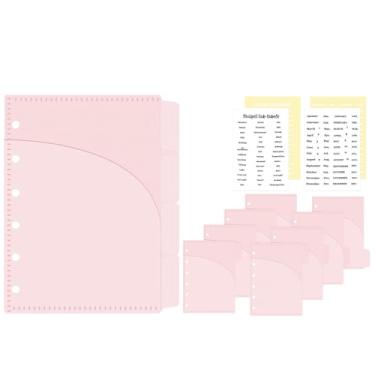 Imagem de AxeWoodz Envelopes de dinheiro A7 com bolsos duplos, 12 peças, organizador de dinheiro, protetor de cartão rosa, folhas soltas, envelopes orçamentários para fichário de 6 anéis