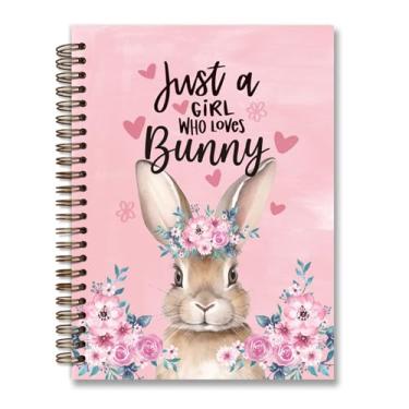 Imagem de foedor Caderno espiral de coelho, caderno de capa dura para professores da escola, caderno de capa dura pautado rosa para anotações de trabalho, material de escritório