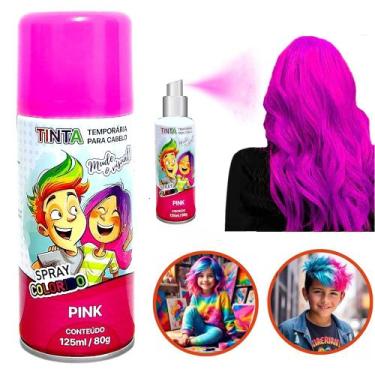 Imagem de Tinta de Cabelo Temporária Rosa Spray lavável Cabelo Maluco Festas Car