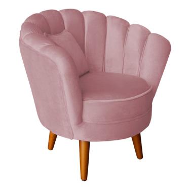 Imagem de Poltrona Pétala Elegancia Decorativa Com Pés De Madeira Rosa
