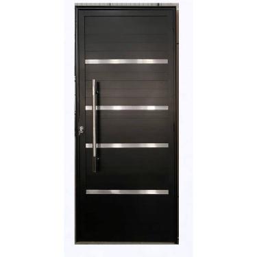 Imagem de Porta Lambril c/friso 2,10x70 lado ESQUERDO L-25 no alumínio preto c/puxador redondo