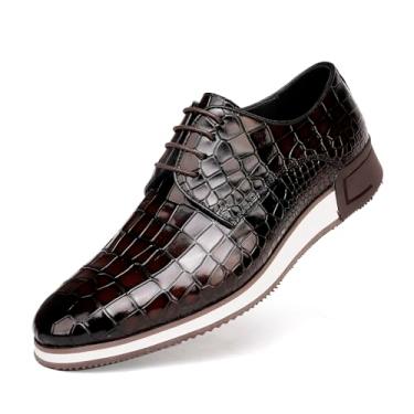 Imagem de GOLDEN COXES FAMILY Sapato Oxford masculino casual com cadarço, clássico, formal, para negócios, festa de casamento, sapatos masculinos, Café, 38
