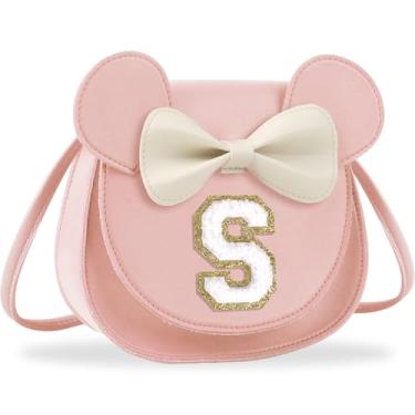 Imagem de Presentes de aniversário para meninas de 2, 3, 4, 5, 6, 7, 8, 9 e 10 anos de idade, bolsa infantil infantil para meninas pequenas com laço de orelha de rato personalizado, Pequeno-rosa-branco, Small,