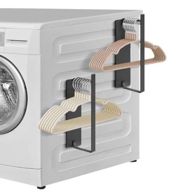 Imagem de Pacote com 2 suportes organizadores magnéticos fortes, suporte Sunoyar para secador/máquina de lavar roupa, cabides magnéticos de fácil instalação para adultos ou crianças, preto