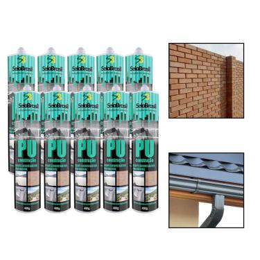 Imagem de Kit 10 Cola Selante Pu Construção Uso Profissional 400G Cinz