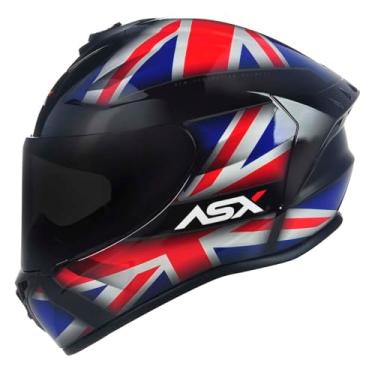 Imagem de Capacete ASX Moto Integral Preto com Detalhes em Vermelho e Azul (58/M)