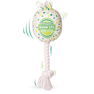Imagem de Brinquedo de pelúcia e corda para cães – Pelúcia perfumada com bastão de corda durável – Brinquedo de puxar, buscar e mastigar para cães – disponível em tamanhos jumbo e médio – maçã, cereja, uva e