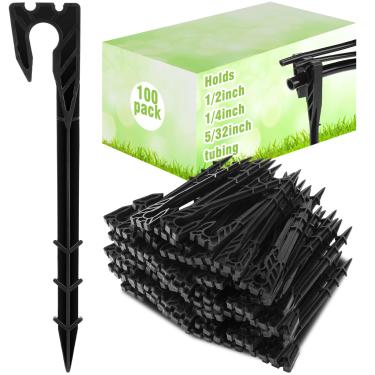 Imagem de Briwooody 100 peças de mangueira de irrigação de 20 cm estacas de âncora de retenção para tubo de gotejamento de plástico de 1/2 polegada 1/4 polegada 5/32 polegadas estacas de suporte de mangueira de