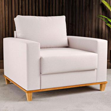 Imagem de Poltrona Itália Linho Amêndoa - Viero Móveis, Bege, Moderno