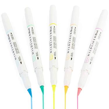 Imagem de Zebra Caneta marca-texto Mildliner Brush – ponta de pincel e marcador – ponta dupla – Conjunto fluorescente de carteira de 12,7 cm