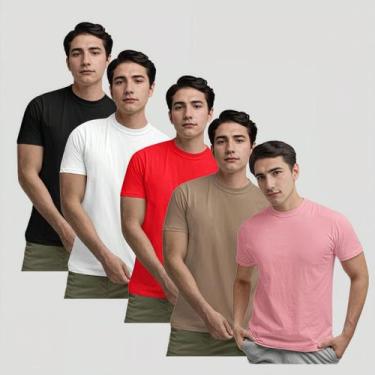 Imagem de Kit 5 Camiseta Casual Esportiva Masculina Lisa Camisa Manga Curta Acad