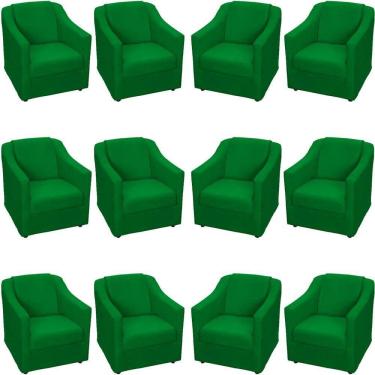 Imagem de Kit 12 Poltronas Mila Pé De Plástico Cromado - Verde Suede