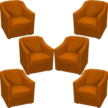 Imagem de Kit 6 Poltronas Mila Pé De Plástico Cromado - Terracota Suede