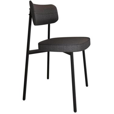 Imagem de Cadeira Estofada Para Sala De Jantar Astrid Preto C01 Linho Preto - Lyam Decor