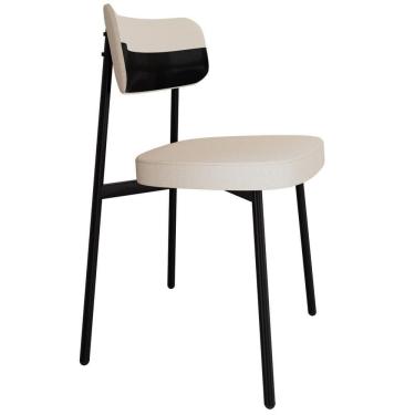Imagem de Cadeira Estofada Para Sala De Jantar Astrid Preto C01 Linho Palha Courino Preto - Lyam Decor