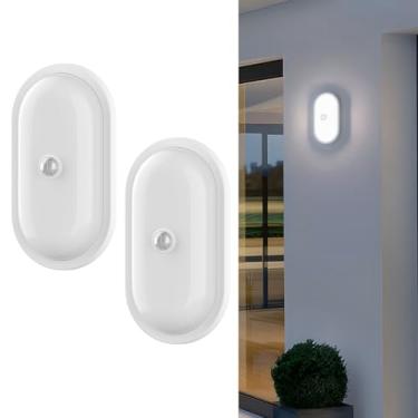 Imagem de be studied Luz Com Sensor De Movimento Para Ambientes Internos E Externos, Noturna Ip64 25,9 Pés, Longa Distância, Garagem, Quintal, Banheiro, Closet, Fio, Oval, Branco Brilhante, Pacote 2