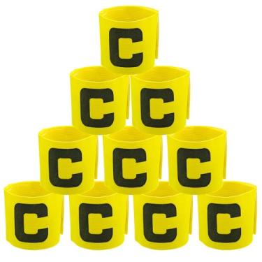 Imagem de Qimoo 10 Peças De Braçadeira Capitão Futebol Amarela, Faixas Protetoras Elásticas Nylon Ajustáveis, Faixa C Para Braço Treinamento Esportivo Jovens E Adultos