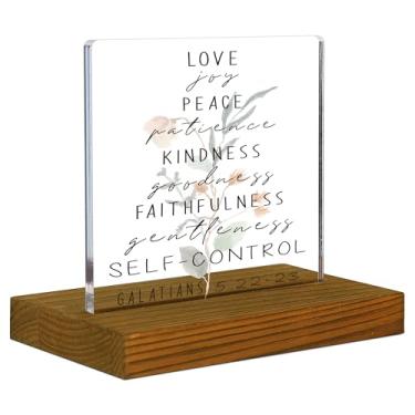 Imagem de FTONENI Placa Do Fruto Espírito, Gálatas 5:22-23, Versículo Da Bíblia, Decoração De Mesa Cristã Em Acrílico Com Suporte Madeira - Fsa052