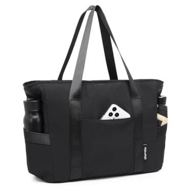 Imagem de MOYAQI Bolsa de ginástica feminina com zíper, bolsa de trabalho de enfermeira com compartimentos, bolsa feminina de ioga de praia para esportes, viagens (preto), Verde, Large