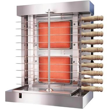 Imagem de KZU Máquina De Shawarma, Grelha Rotativa Vertical, Doner Kebab Tacos Aço Inoxidável, Gyro Para Frango E Comercial Com Espetos