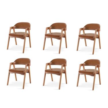 Imagem de Kit 6 Cadeiras para Mesa de Jantar Gaia Caramelo