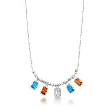 Imagem de Colar Com Zirconias Coloridas Prata 925