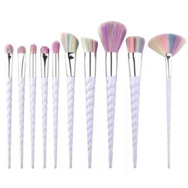 Imagem de Kit Pincéis Maquiagem Unicórnio Espiral 10 Peças Profissional - GT907 