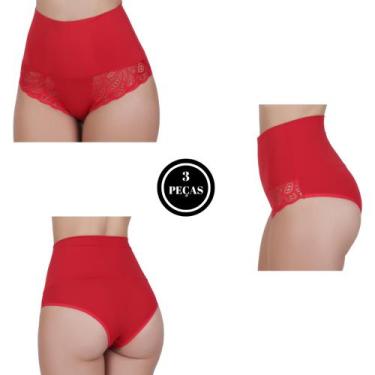 Imagem de Kit 3 Calcinha Cinta Modeladora Compressão Cós Alto - c13 KIT 3 FERNAN