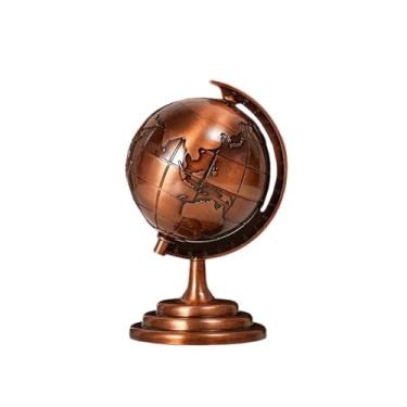 Imagem de Globo Terrestre Decorativo de Metal, 9 cm, Vintage, Ornamento de Metal para Mesa de Escritório, Mini Enfeite de Globo Decorativo, Presente, Liga de Alumínio Resistente (Bronze)