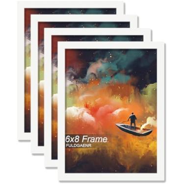 Imagem de FULDGAENR Conjunto de 4 porta-retratos 15 x 20 cm, molduras brancas para certificado de pôster fotográfico de 15 x 20 cm, moldura de parede/mesa de alta transparência com visor vertical horizontal