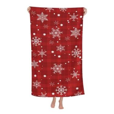 Imagem de Toalhas de praia xadrez de búfalo vermelho de Natal de Natal macias absorventes grandes de secagem rápida extra grande banheiro microfibra toalha de piscina cobertor à prova de areia para adultos e