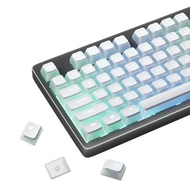 Imagem de Pudding PBT Teclas RGB Shine Through Teclas 130 Conjunto de Teclas OEM Perfil Retroiluminado Double Shot, Compatibilidade Universal para 60 65 75 100 por cento MX Switches Gaming Teclado Mecânico