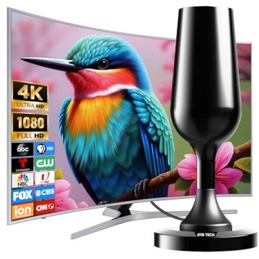 Imagem de DTB TECH Antena Digital 2025 Para Tv Sem Cabo, Canais Locais Inteligentes Internos Com Base Magnética Forte, Recepção De Longo Alcance, Tvs Hd Suporte 8K, 4K E 1080P - Cabo 3 Metros