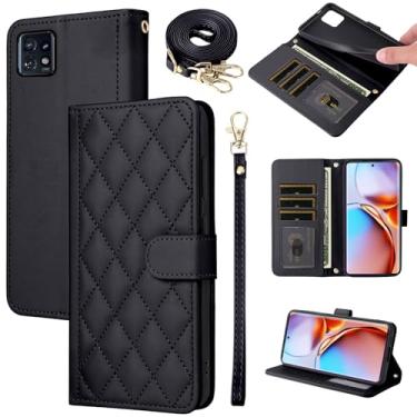 Imagem de Furiet Argyle Capa carteira para Motorola Edge+ Plus 2023/Edge 40 Pro 5G/Moto X40 com alça de pulso e compartimentos para cartões, bolsa fólio, capa de celular com suporte de couro PU de luxo para X +