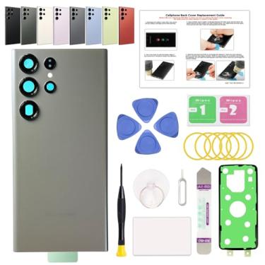 Imagem de GREEN FUSION Compatível com substituição da capa traseira do Galaxy S23 Ultra, porta de vidro traseira S23 Ultra 5G com lente de câmera pré-instalada, ferramentas de reparo e instruções, grafite