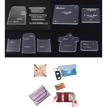 Imagem de YJIUYUANQ Porta-cartões carteira modelo de acrílico, padrão de couro acrílico, modelos de couro para artesanato em couro DIY - 4 designs