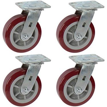 Imagem de ICONCASTERWHEELS Icon Caster Wheels 6"x2" Pro Heavy Duty Industrial Rodízios, Placa Superior 4"x4.5", Marrom, 4 Giratórias, Não Marcante Pro-Tech Roda de Poliuretano, Capacidade de(6 Polegadas Marrom)