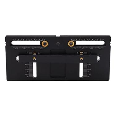 Imagem de Localizador de furador de alça para instalação de porta de armário - liga de alumínio, preto, medição precisa e gabarito ajustável para marcenaria