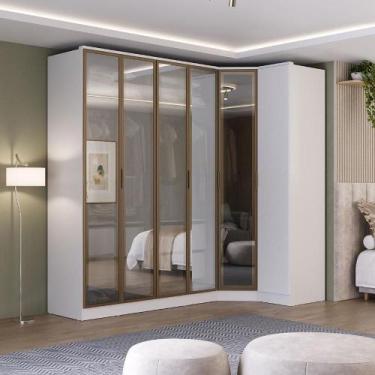 Imagem de Guarda Roupa Modulado 2,40m Portas Reflecta c/ Led 100% MDF - Mambel Q