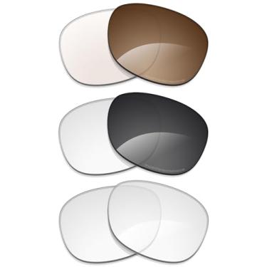 Imagem de Alphax 3 pares de lentes de substituição não polarizadas para óculos inteligentes Ray-Ban Meta Wayfarer RW4008 de 53 mm - uso interno e externo, transparente + adaptação (cinza + marrom) fotocrômico