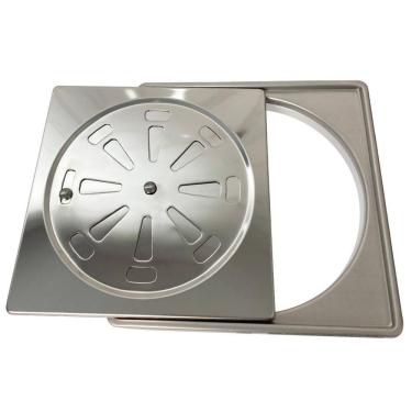 Imagem de Kit Porta Grelha + Ralo Abre Fecha 10X10 Inox 304 Caixilho