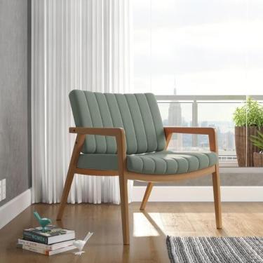 Imagem de Poltrona Decorativa Recepção Uxuá Linho Confortável Para Sala de Estar