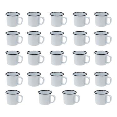 Imagem de Caneca Esmaltada Retro 350Ml Branca Vintage Jogo 36 Unidades