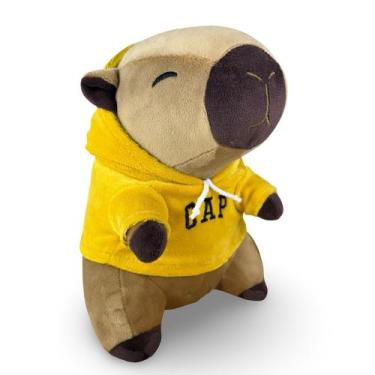 Imagem de Capivara de pelúcia 20cm Toybrink Capuz Mostarda