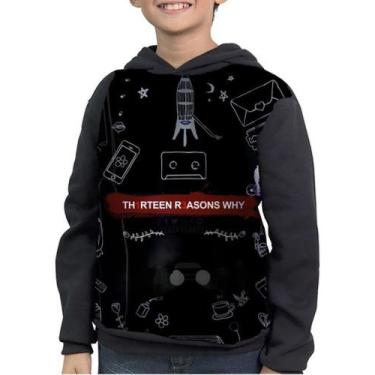 Imagem de Casaco Moletom Infantil Os Treze Porques 13 Reasons Why - smoke, Preto