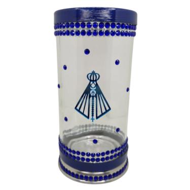 Imagem de Porta Vela 7 Dias 18cm Vidro Nossa Senhora Manto + Presente