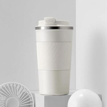 Imagem de Copo Térmico Aço Inox 500ml - Copo com Tampa para Café Quente e Bebidas Frias (branco)