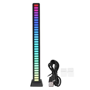 Imagem de Pilipane Barra de luz RGB com controle de voz, luz ambiente, música, atmosfera, lâmpada alimentada por USB para carro, casa, estúdio, material ABS, 18 modos de cor, brilho ajustável, velocidade de som