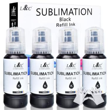 Imagem de MERRYWORK Refil de tinta de sublimação preta de 400 ml para impressoras a jato de tinta Epson WF7710 ET2720 ET15000 ET2760 ET2750 ET4700, transferência de calor em canecas, pratos, camisas de